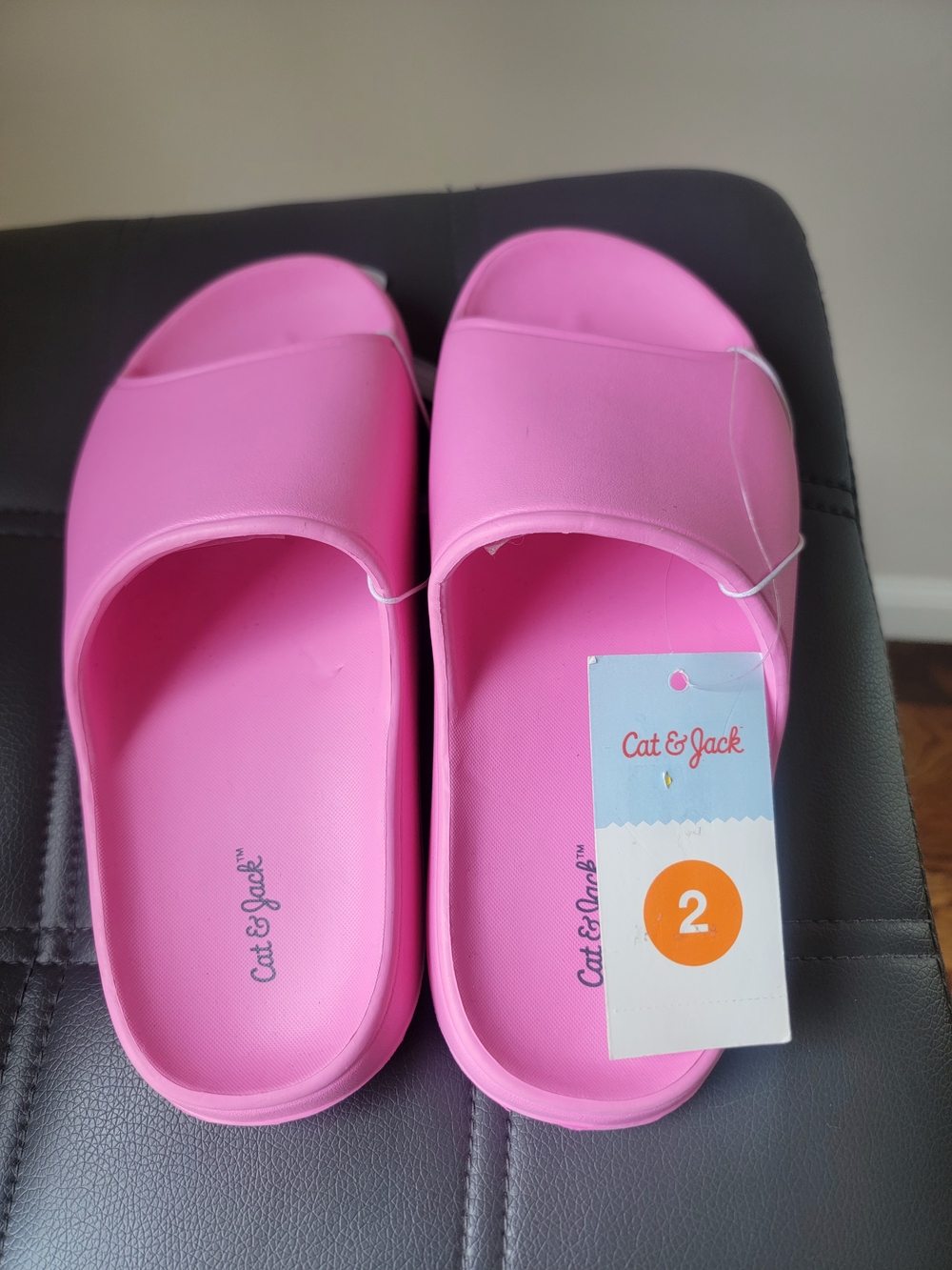Cat & Jack Kid's  Pink Slip-On Slides Size 2